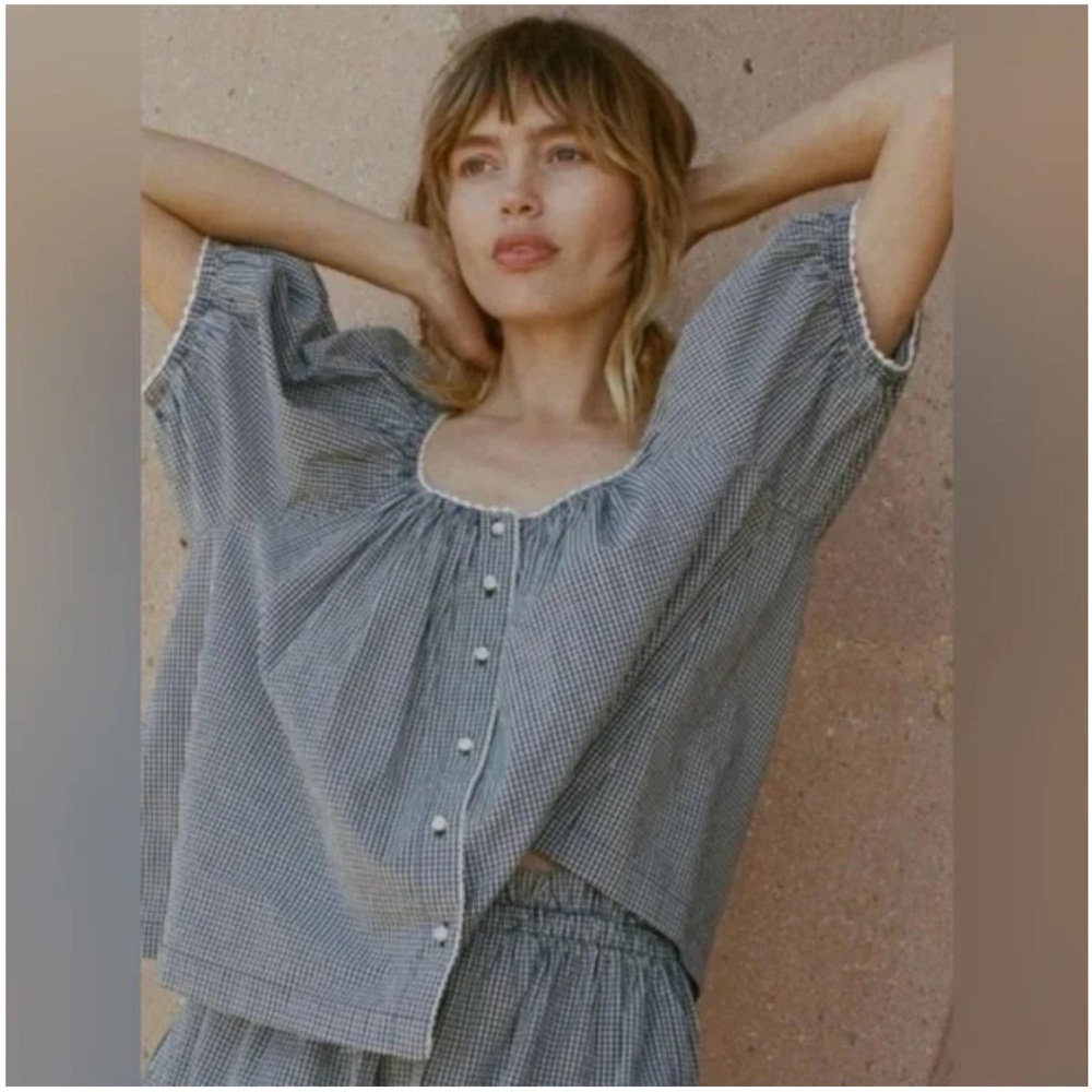 Dôen RARE Tennessee Top in Azure Paris Gingham Size L